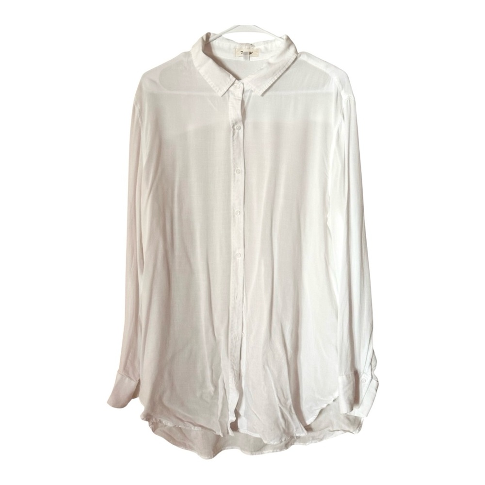 Tousyea Classic White Button Down Shirt Women’s XL Lightweight Viscose Cover Up